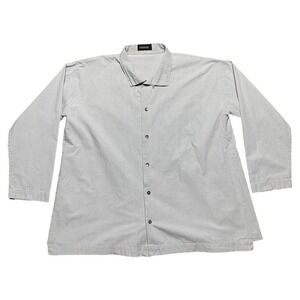 NWOT Eskandar Wide A Line Collared Gray Cotton Shirt Long Sleeve Lagenlook Sz 1